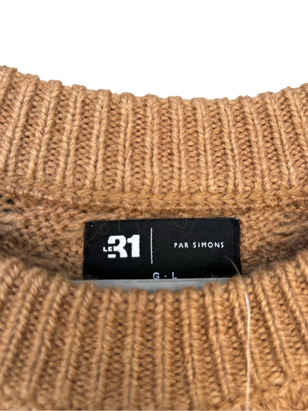 NWT Le 31 par Simons Chunky Honeycomb Knit Crewneck Sweater Brown S Large Wool - Picture 6 of 9